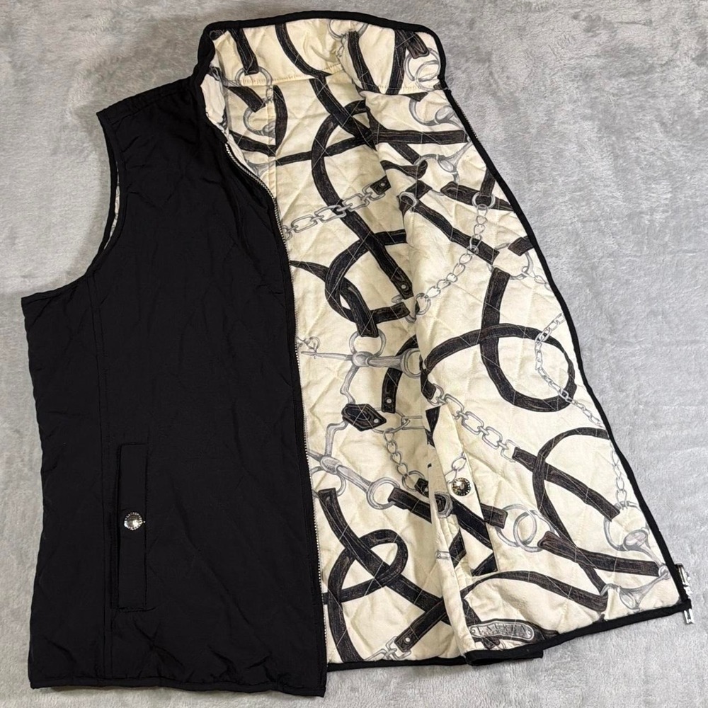 Lauren Ralph Lauren Reversible Quilted Vest | Black & Equestrian Print | S